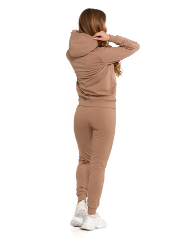 Bluzy - Bluza damska dresowa z kapturem i zamkiem BEŻOWY - produkt 6