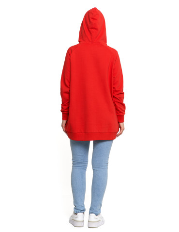 Bluzy - Bluza damska dresowa oversize z kapturem CZERWONY - produkt 5