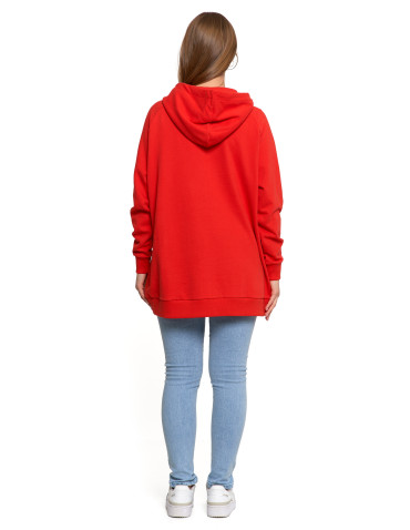Bluzy - Bluza damska dresowa oversize z kapturem CZERWONY - produkt 8