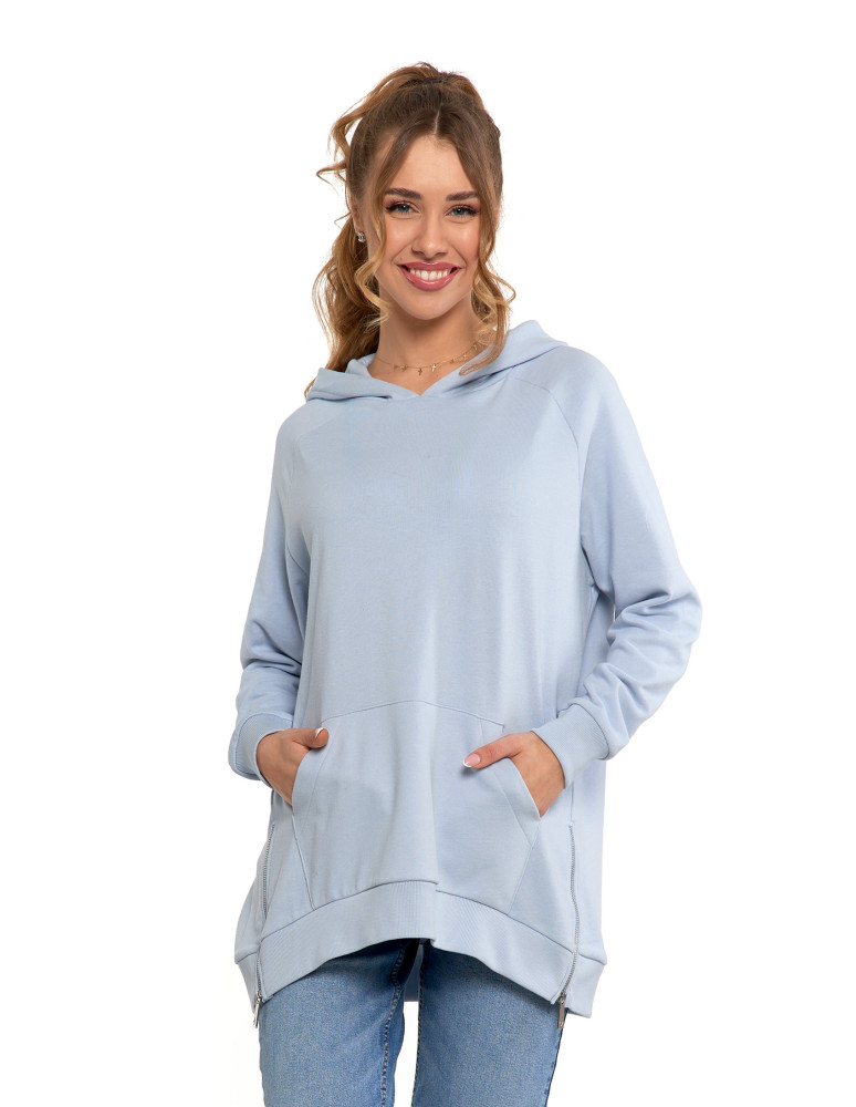 Bluzy - Bluza damska dresowa oversize z kapturem NIEBIESKI - produkt moraj.pl 1