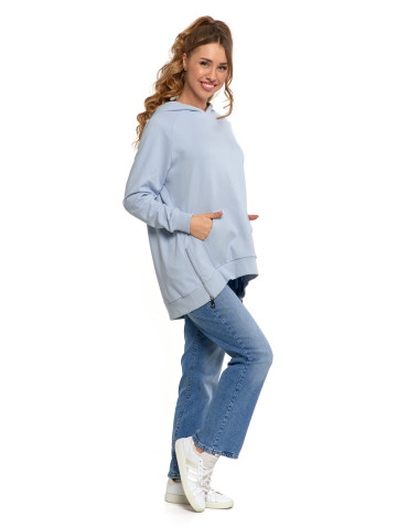 Bluzy - Bluza damska dresowa oversize z kapturem NIEBIESKI - produkt 6