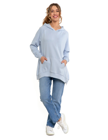 Bluzy - Bluza damska dresowa oversize z kapturem NIEBIESKI - produkt 9