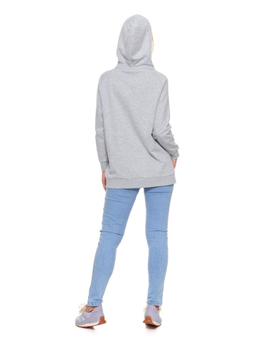 Bluzy - Bluza damska dresowa oversize z kapturem SZARY - produkt 6