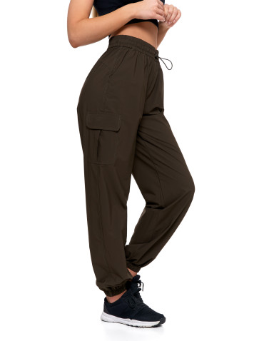 Spodnie - Spodnie damskie bojówki parachute z wysokim stanem KHAKI - produkt 5