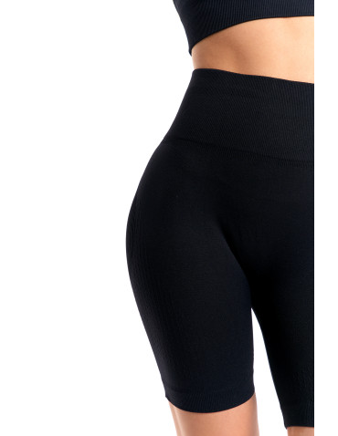 Legginsy - Legginsy kolarki damskie z wysokim stanem i efektem push-up CZARNY - produkt 7