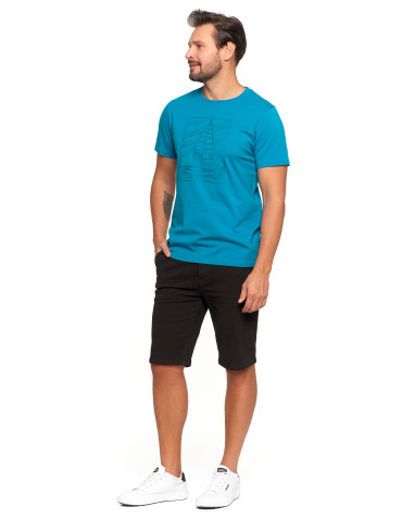 Koszulki, topy, koszule - T-shirt męski z nadrukiem żaglówki NIEBIESKI - produkt 3