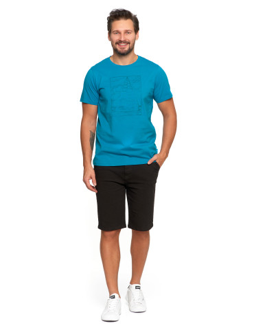 Koszulki, topy, koszule - T-shirt męski z nadrukiem żaglówki NIEBIESKI - produkt 5