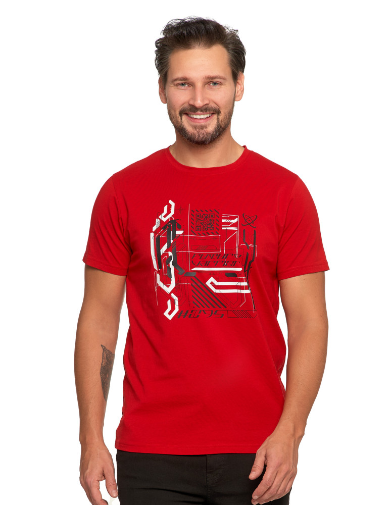 Koszulki, topy, koszule - Koszulka męska T-shirt z nowoczesnym nadrukiem BORDOWY - produkt moraj.pl 1