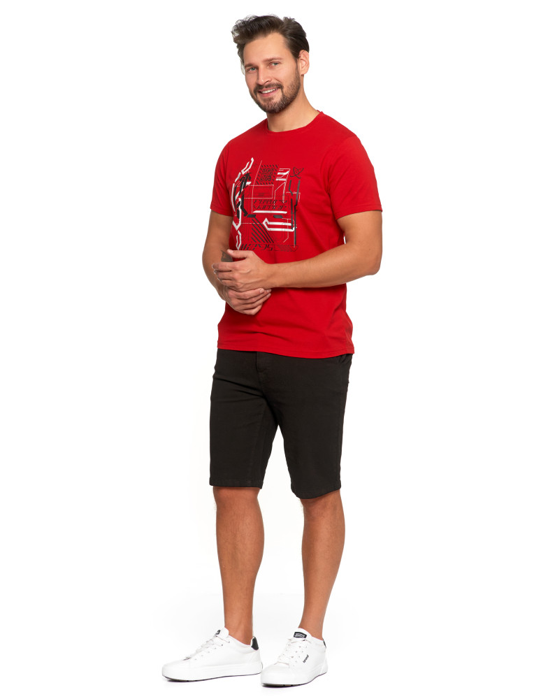Koszulki, topy, koszule - Koszulka męska T-shirt z nowoczesnym nadrukiem BORDOWY - produkt moraj.pl 2