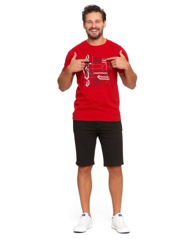 Koszulki, topy, koszule - Koszulka męska T-shirt z nowoczesnym nadrukiem BORDOWY - produkt 4
