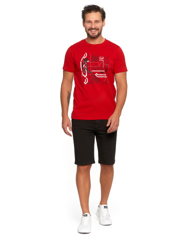 Koszulki, topy, koszule - Koszulka męska T-shirt z nowoczesnym nadrukiem BORDOWY - produkt 5