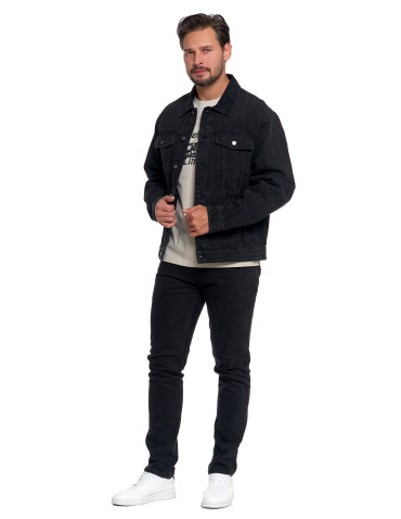 Odzież wierzchnia - Męska kurtka jeansowa katana CZARNY - produkt 2