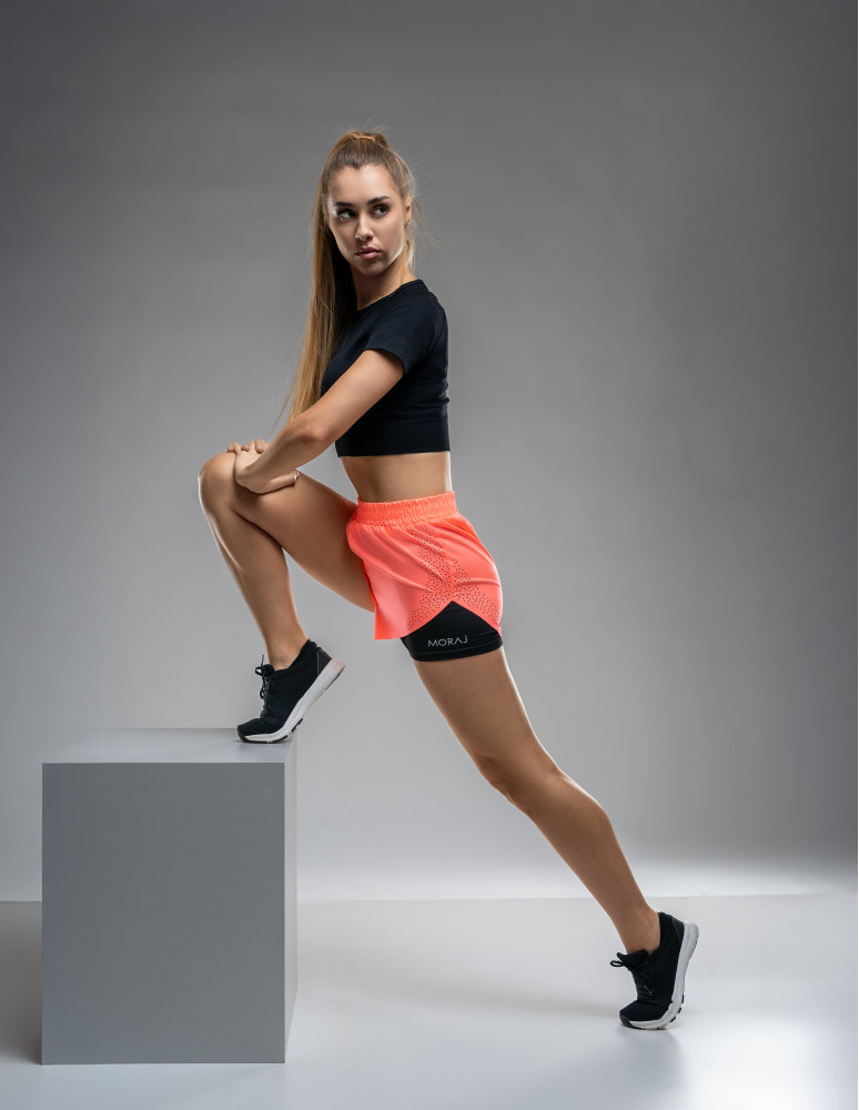 Szorty - Szorty sportowe damskie krótkie dwuwarstwowe na trening WZÓR - produkt moraj.pl 2