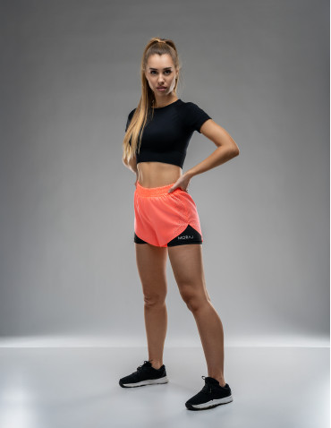 Szorty - Szorty sportowe damskie krótkie dwuwarstwowe na trening WZÓR - produkt 1