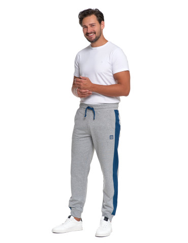 Spodnie - Spodnie dresowe męskie z kontrastowymi wstawkami JASNY SZARY - produkt 1