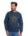 Bluza męska z nadrukiem bez kaptura NIEBIESKI