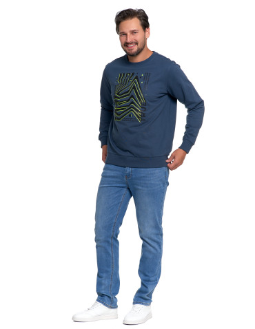 Bluzy - Bluza męska z nadrukiem bez kaptura NIEBIESKI - produkt 4