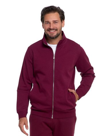 Bluzy - Męska bluza dresowa ze stójką i zamkiem BORDOWY - produkt 1