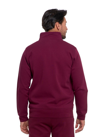 Bluzy - Męska bluza dresowa ze stójką i zamkiem BORDOWY - produkt 2