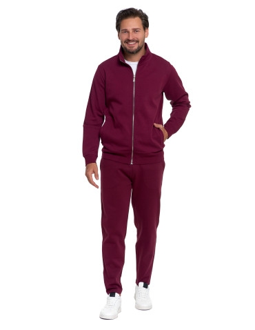 Bluzy - Męska bluza dresowa ze stójką i zamkiem BORDOWY - produkt 4