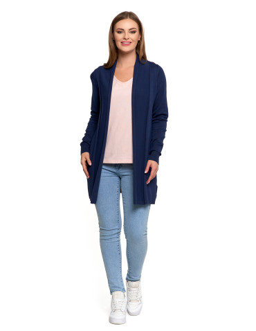 Swetry - Kardigan damski sweter z długimi rekawami GRANATOWY - produkt 6