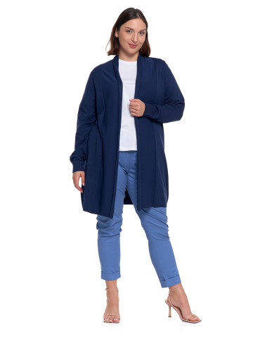Swetry - Kardigan damski sweter z długimi rekawami GRANATOWY - produkt 7