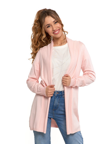 Swetry - Kardigan damski sweter z długimi rekawami RÓŻOWY - produkt 1