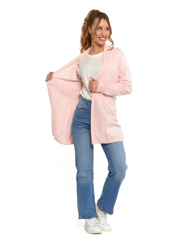 Swetry - Kardigan damski sweter z długimi rekawami RÓŻOWY - produkt 3