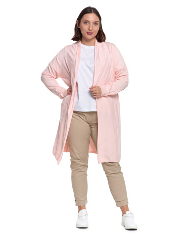 Swetry - Kardigan damski sweter z długimi rekawami RÓŻOWY - produkt 6