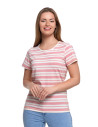 T-shirt damski bawełniany w paski RÓŻOWY