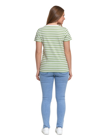 Koszulki i topy - T-shirt damski bawełniany w paski ZIELONY - produkt 3