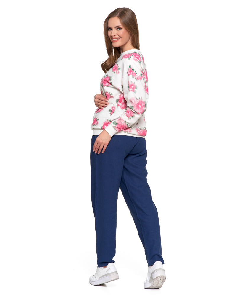 Bluzy - Bluza dresowa damska z kwiatowym nadrukiem BIAŁY - produkt moraj.pl 5