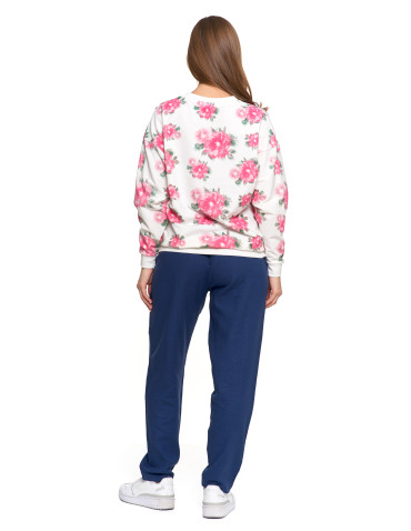 Bluzy - Bluza dresowa damska z kwiatowym nadrukiem BIAŁY - produkt 7