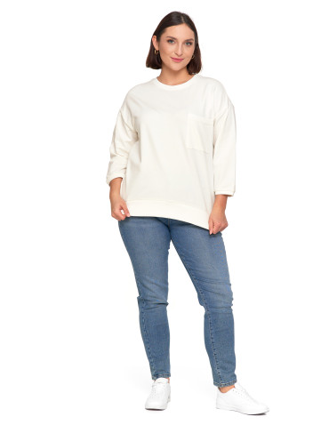 Bluzy - Bluza damska z kieszonką o luźnym kroju BIAŁY - produkt 7