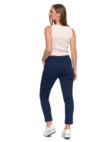 Spodnie - Spodnie damskie jogger w stylu casual z bawełny GRANATOWY - produkt 2