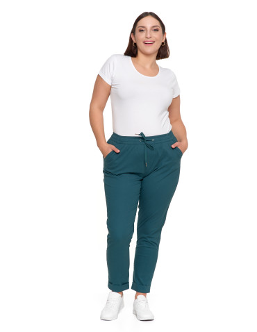 Spodnie - Spodnie damskie jogger w stylu casual z bawełny ZIELONY - produkt 2