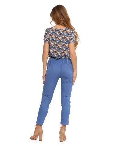 Spodnie - Spodnie damskie jogger w stylu casual z bawełny NIEBIESKI - produkt 4