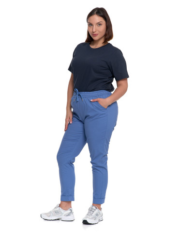 Spodnie - Spodnie damskie jogger w stylu casual z bawełny NIEBIESKI - produkt 8