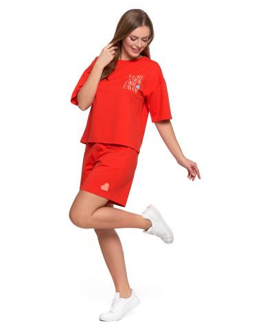Koszulki i topy - T-shirt damski o luźnym kroju z napisami CZERWONY - produkt 3