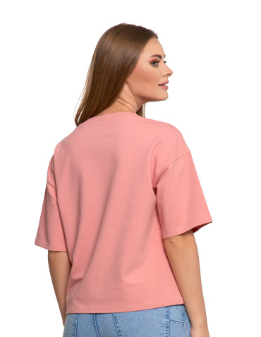 Koszulki i topy - T-shirt damski o luźnym kroju z napisami RÓŻOWY - produkt 2