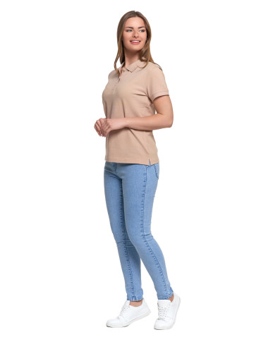 Polo - Koszulka polo damska z kołnierzykiem BEŻOWY - produkt 3