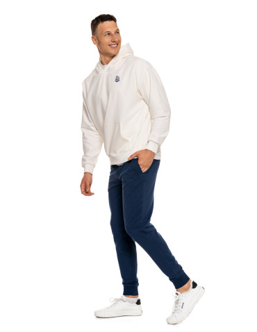 Bluzy - Męska bluza dresowa z kapturem i nadrukiem na plecach BIAŁY - produkt 6