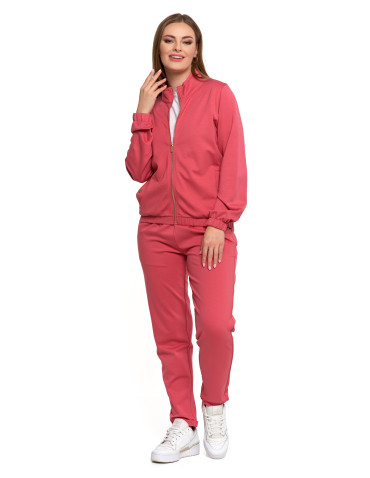 Bluzy - Bluza damska ze stójką na suwak i kieszeniami RÓŻOWY - produkt 9
