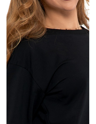 Bluzy - Bluza dresowa damska z rękawem 3/4 i rozcięciem po bokach ZIELONY - produkt 3