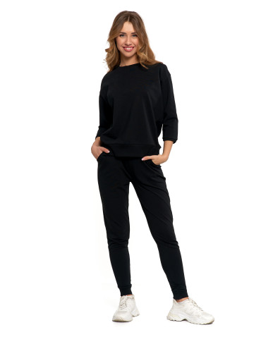 Bluzy - Bluza dresowa damska z rękawem 3/4 i rozcięciem po bokach ZIELONY - produkt 7