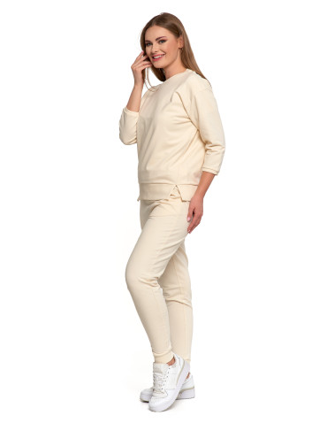 Bluzy - Bluza dresowa damska z rękawem 3/4 i rozcięciem po bokach ZIELONY - produkt 38