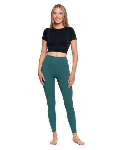 Legginsy - Legginsy damskie sportowe funkcyjne z wysokim stanem ZIELONY - produkt 1