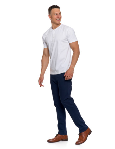Koszulki, topy, koszule - T-shirt męski bawełniany z dekoltem henley BIAŁY - produkt 6