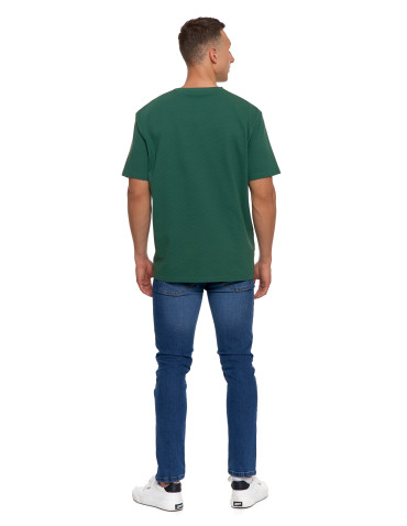 Koszulki, topy, koszule - T-shirt męski 100% bawełniany z prążkowaną strukturą ZIELONY - produkt 8