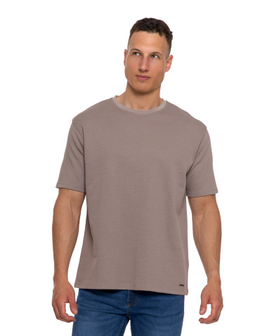 Koszulki, topy, koszule - T-shirt męski klasyczny bawełniany PREMIUM BEŻOWY - produkt 3